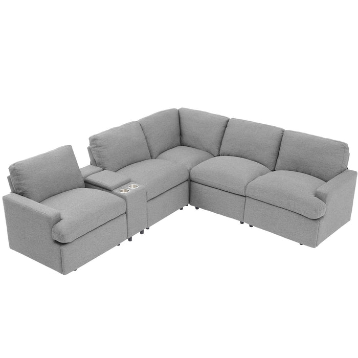 Power Recliner Corner Sofa Home Theater Reclining Sofa Sectional Couches With Storage Box, Cup Holders, USB Ports And Power Socket For Living Room