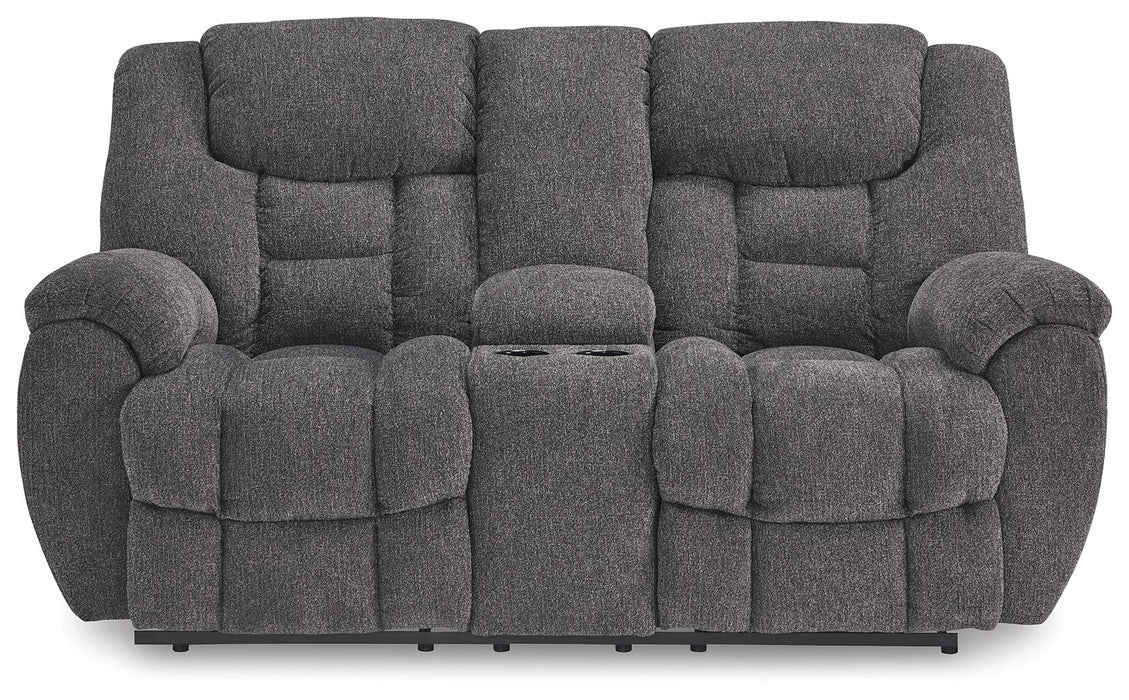 Foreside - Charcoal - Dbl Reclining Loveseat With Console