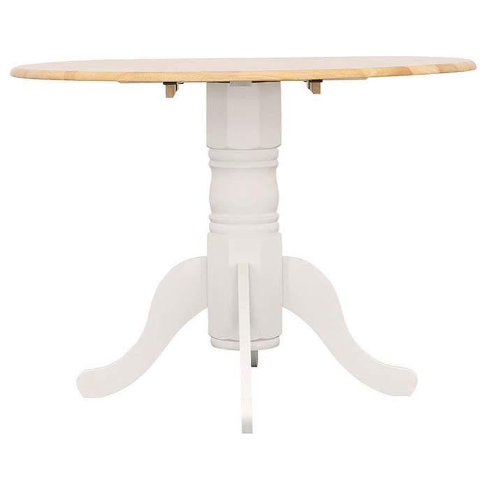 Allison - Drop Leaf Round Dining Table - Natural Brown And White