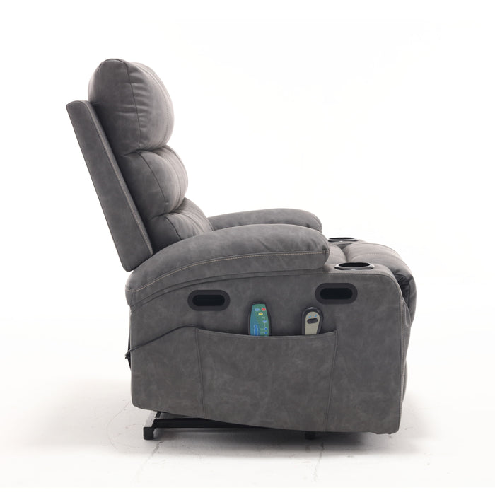 Large Size Electric Power Lift Recliner Chair Sofa For Elderly, 8 Point Vibration Massage And Lumber Heat, Remote Control, Side Pockets And Cup Holders