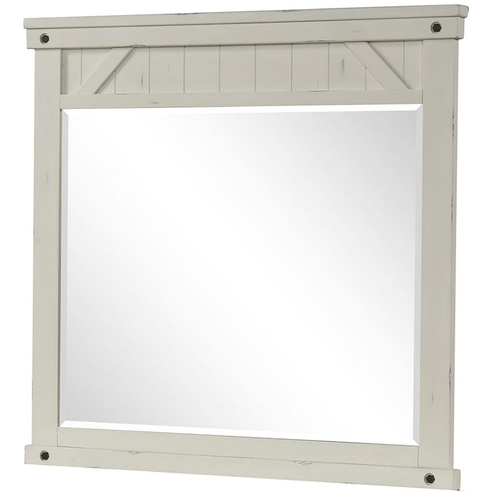 Industrial Farmhouse Mirror - White