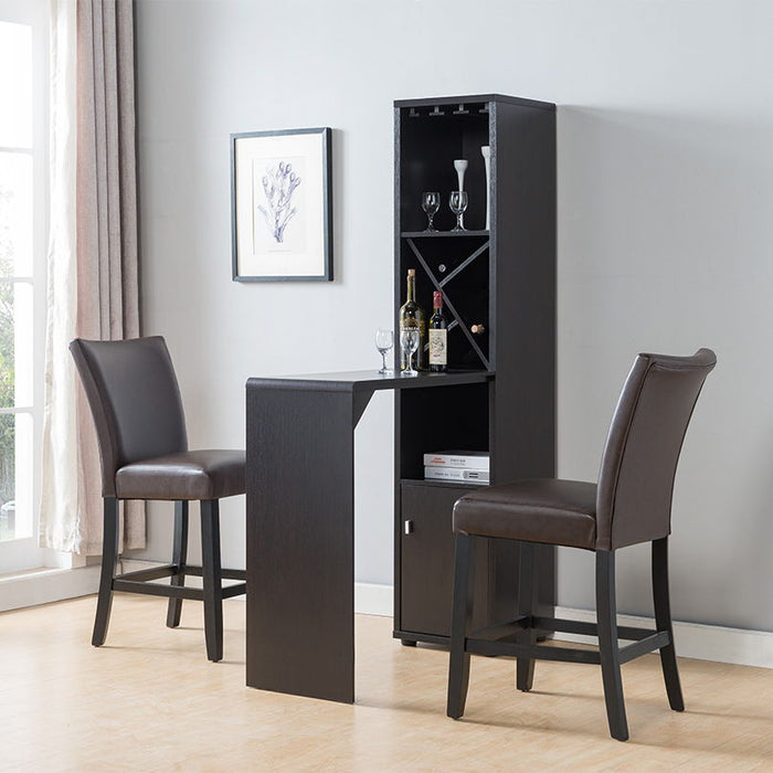 Bar Cabinet, Extended Table Kitchen Cabinet With Wine Bottle Compartment & Open Shelving - Red Cocoa