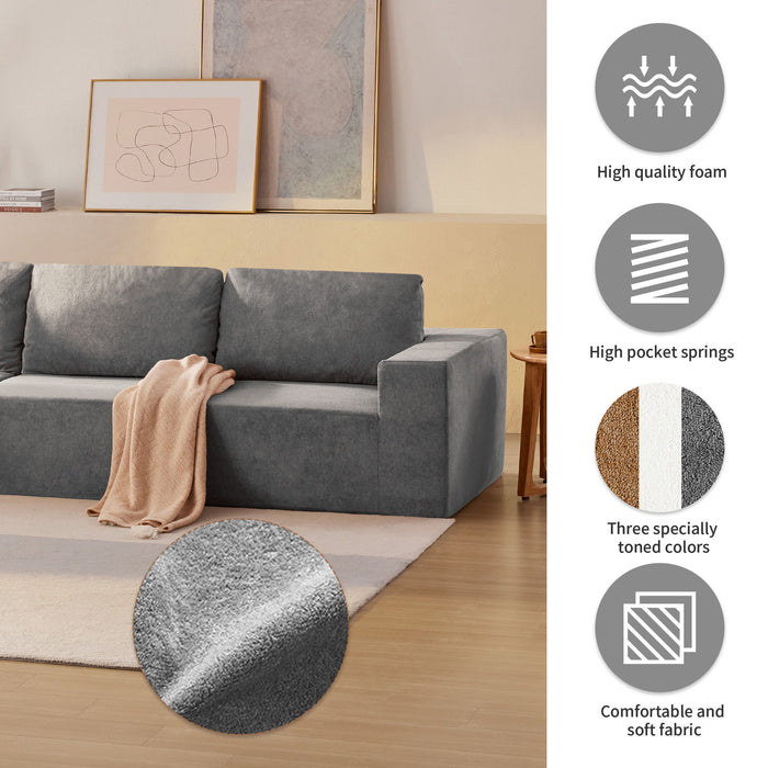 Modular L Shaped Sectional Sofa, Luxury Floor Couch Set, Upholstered Indoor Furniture, Foam - Filled Sleeper Sofa Bed For Living Room, Bedroom, 5 Pieces Free Combination