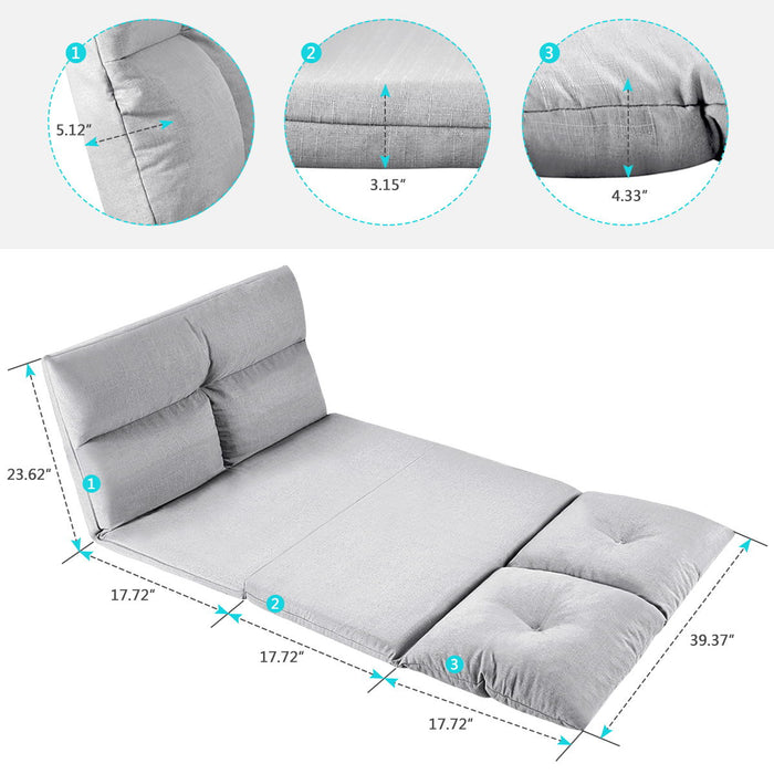 Fabric Folding Chaise Lounge Floor Sofa - Gray