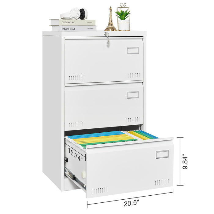 Filing Cabinet Lateral File Cabinet 3 Drawer, Locking Metal File Cabinets Three Drawer, Office Filing Cabinet With Lock Drawers For Home Office