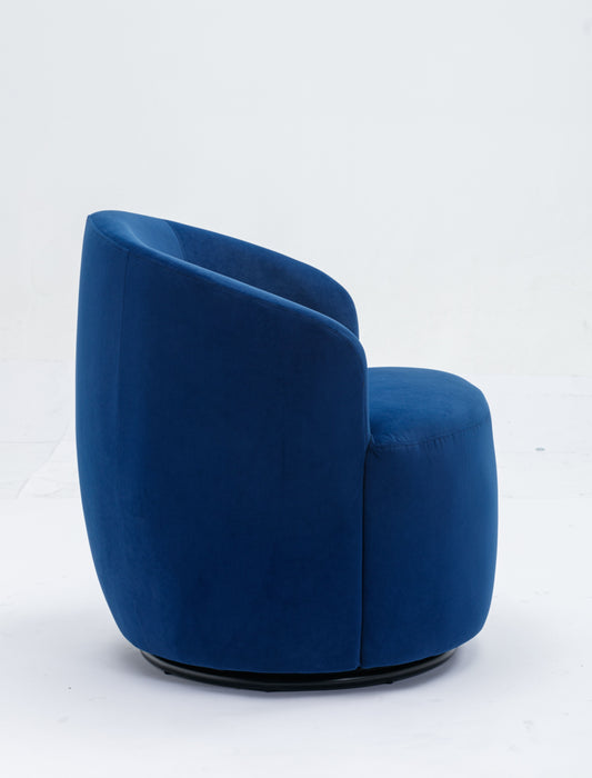 Velvet Fabric Swivel Accent Armchair Barrel Chair With Powder Coating Metal Ring