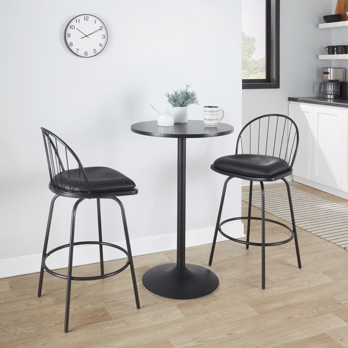 Riley - Claire Farmhouse Fixed Height Counter Stool With Swivel With Round Footrest (Set of 2)