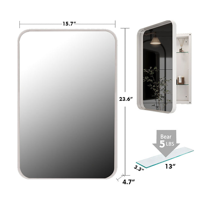 Recessed Metal Framed Medicine Cabinet With Mirror And Adjustable Shelves Wall Mirror With Storage For Bathroom