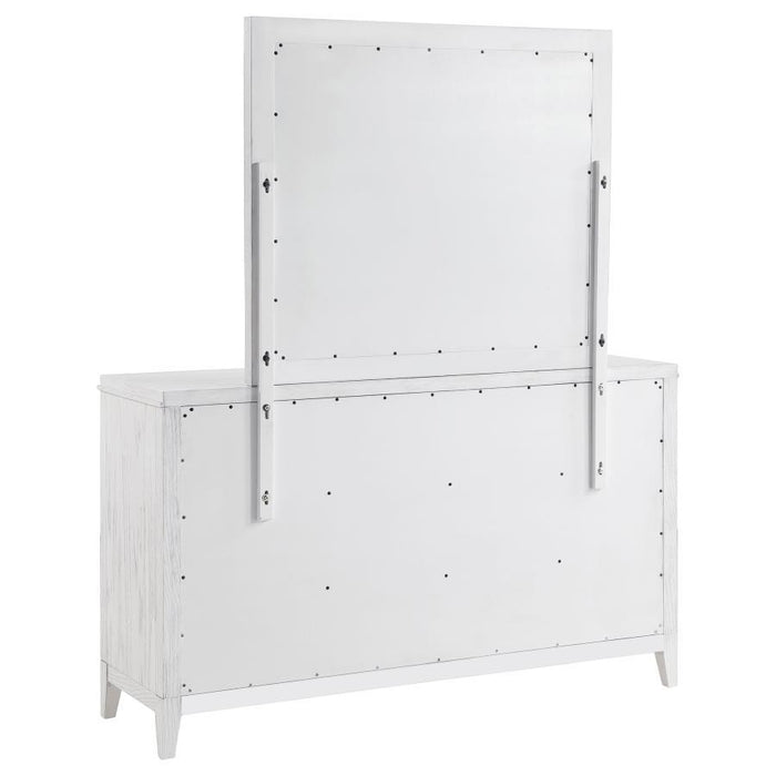 Marielle - 6 Drawers Dresser With Mirror - Distressed White