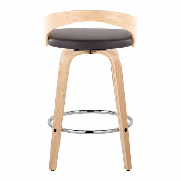 Grotto - Contemporary Fixed Height Counter Stool With Swivel With Round Footrest (Set of 2)