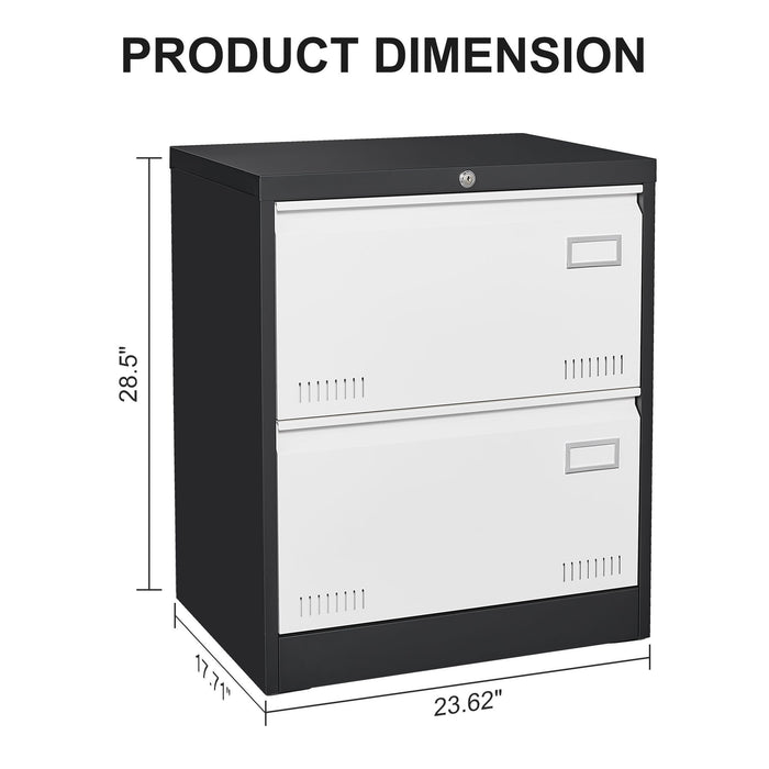 2 Drawer Metal Lateral File Cabinet With Lock, Office Vertical Files Cabinet For Home Office