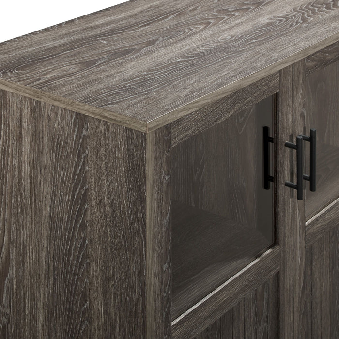 Modern Grooved Door Accent Cabinet - Cerused Ash