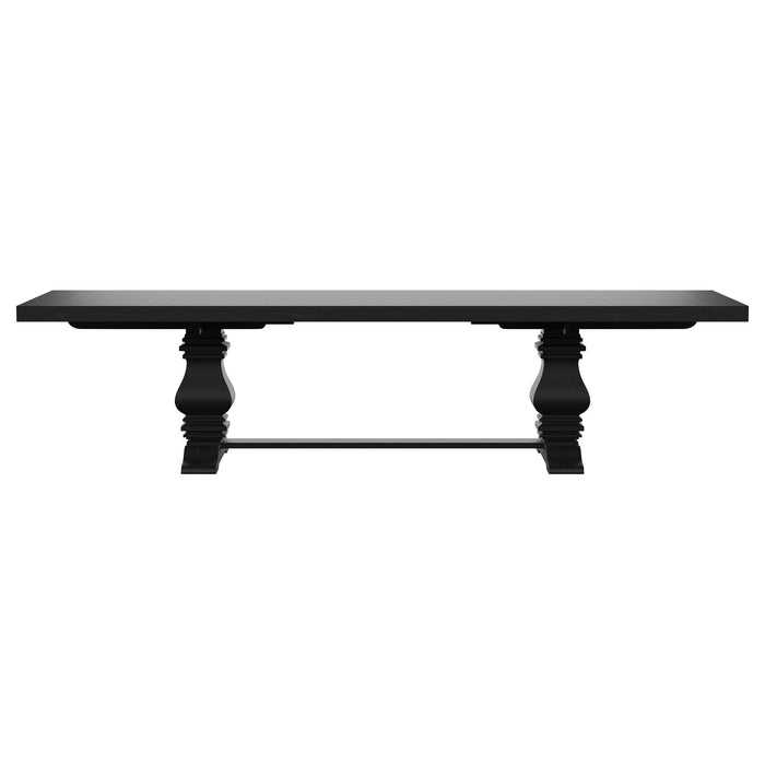 Florence - Rectangular Pedestal Dining Table With Planked Wood Top - Antique Black