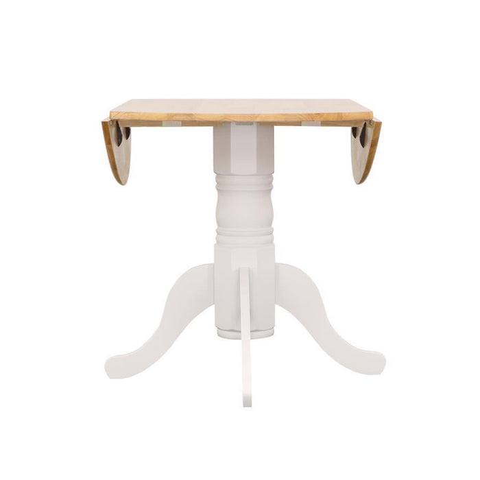 Allison - Drop Leaf Round Dining Table - Natural Brown And White