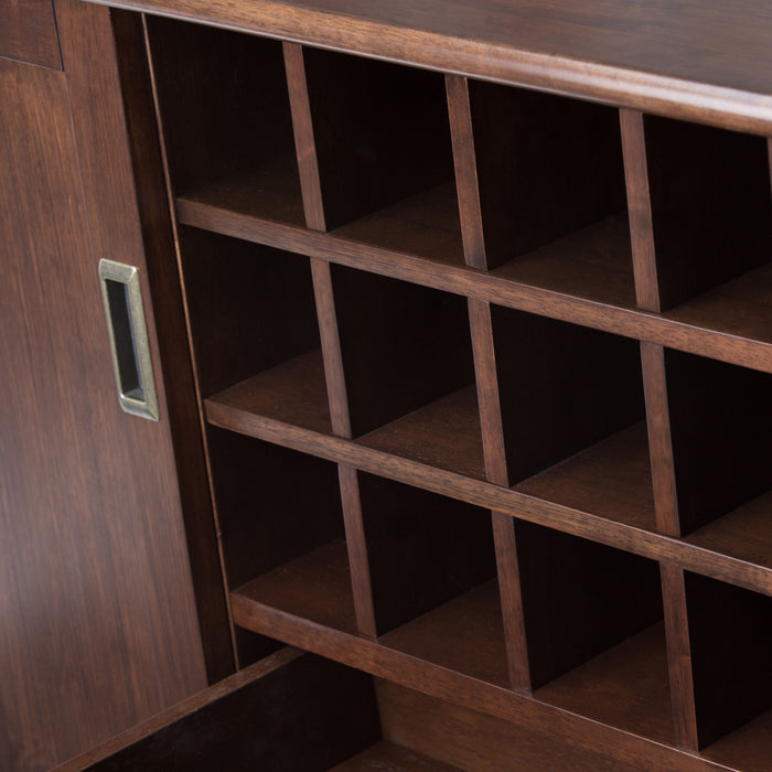 Draper - Mid Century Sideboard Buffet and Wine Rack - Medium Auburn Brown