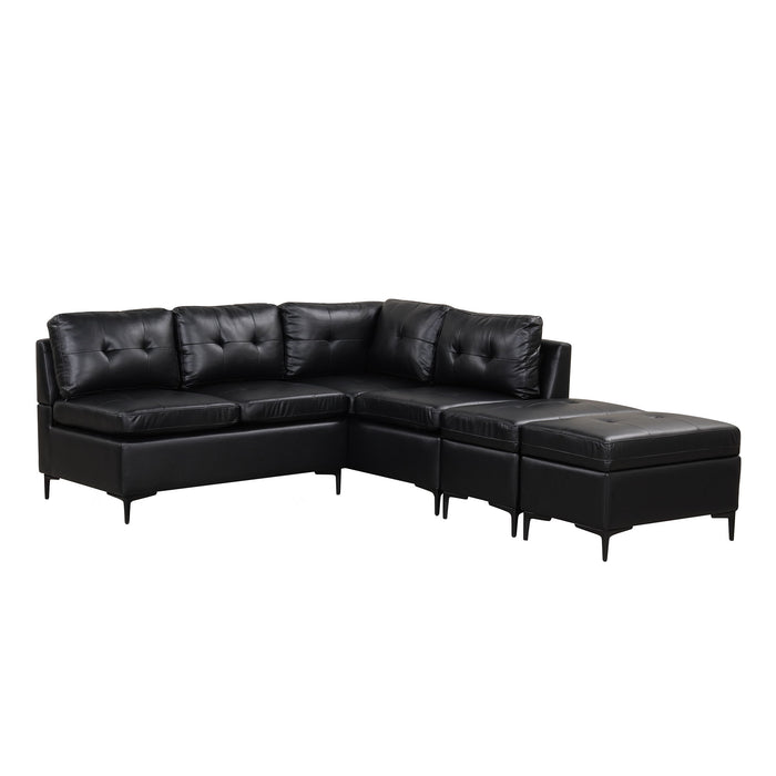 L-Shaped Corner Sofa Sectional Sofa Couch With Movable Storage Ottomans For Living Room