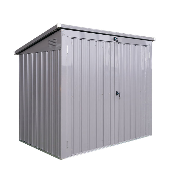 Garbage Bin Shed Stores 2 Trash Cans Metal Outdoor Bin Shed For Garbage Storage