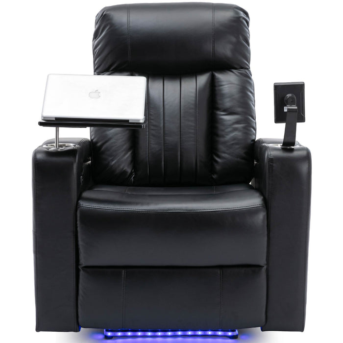 Premium Power Recliner With Storage Arms, Cupholders, Swivel Tray Table And Cell Phone Stand