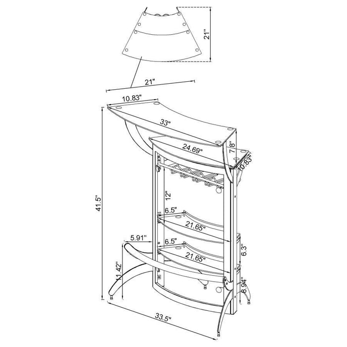 Dallas - 2-Shelf Curved Freestanding Home Bar Cabinet