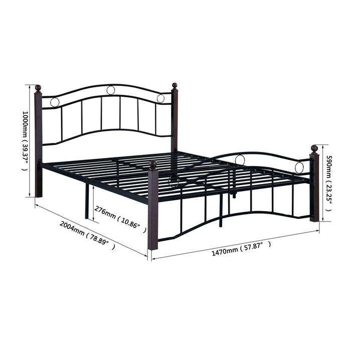 Full Metal Bed Frame With Headboard And Footboard - Black