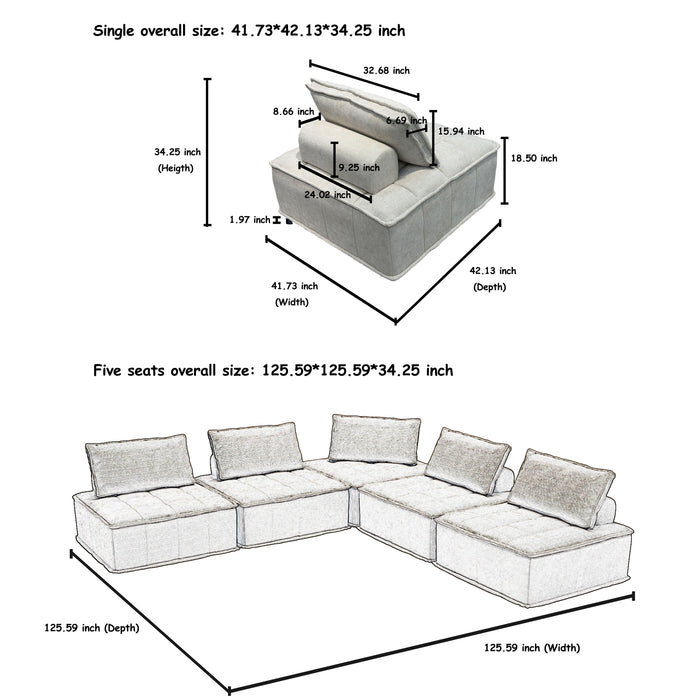 Luxury L-Shaped Modular Sofa With Hidden Legs, Adjustable Cushions, And Spring Seats - Perfect For Modern Living Room