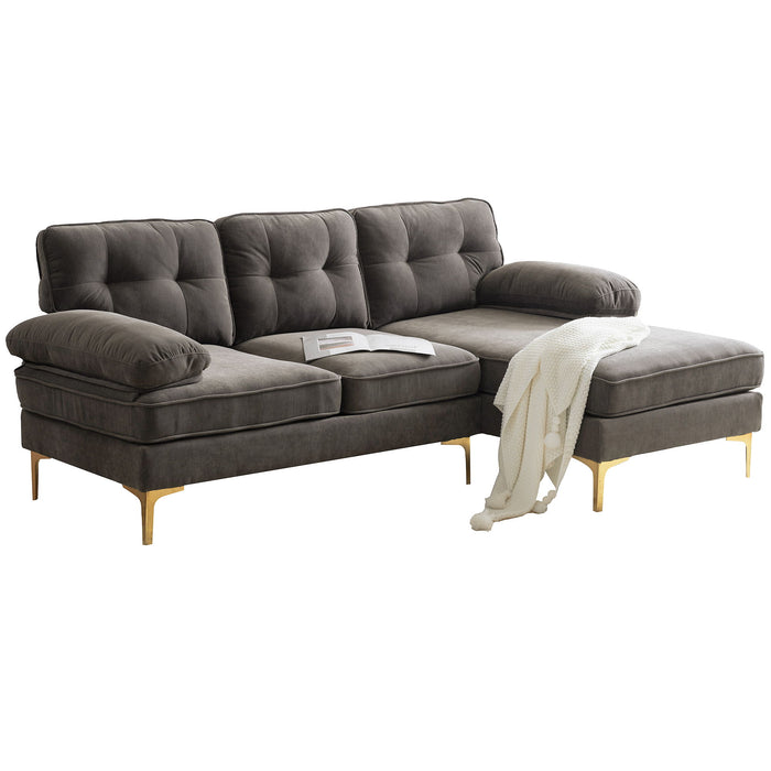 Modern Sectional Sofas Couches Velvet L Shaped Couches For Living Room, Bedroom