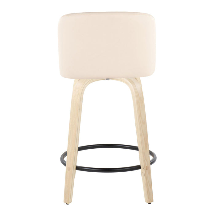 Toriano - Contemporary, Fixed Height Counter Stool With Swivel And Round Footrest (Set of 2)