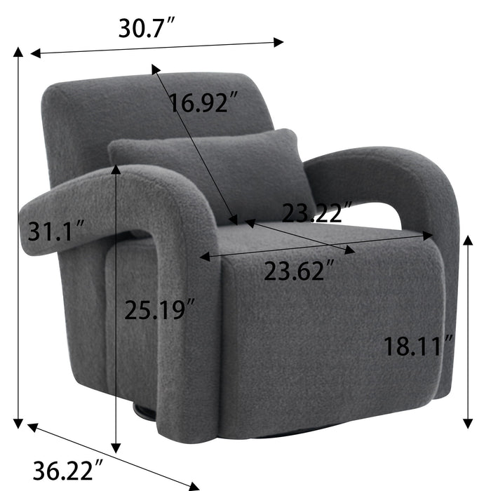 Cozy Teddy Fabric Armchair, Modern Sturdy Lounge Chair With Curved Arms And Thick Cushioning For Plush Comfort