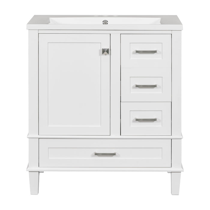 Bathroom Vanity, Modern Bathroom Cabinet With Sink Combo Set, Bathroom Storage Cabinet With A Soft Closing Door And 3 Drawers, Solid Wood Frame, Resin Basin