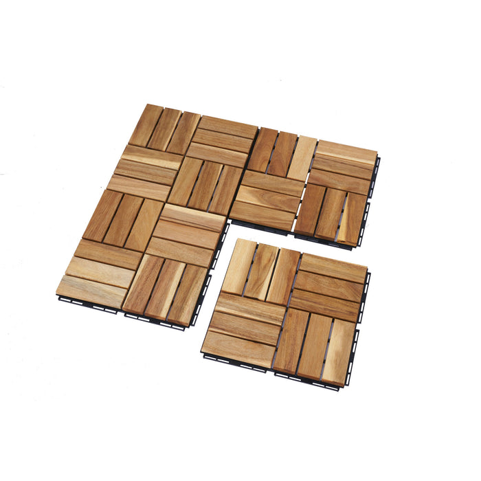 Interlocking Deck Tiles Checker Pattern, Square Acacia Hardwood Outdoor Flooring For Patio, Bancony, Pool Side