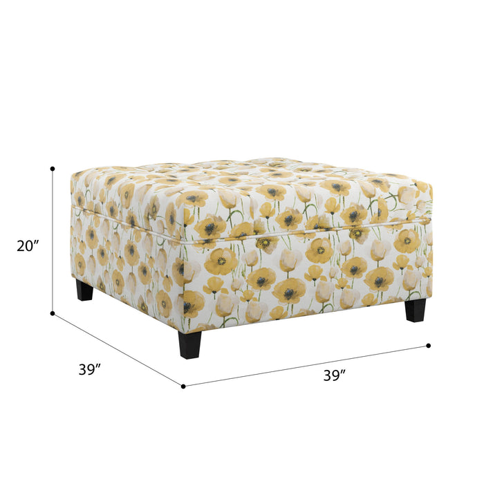 Foria - Floral Storage Ottoman - Yellow