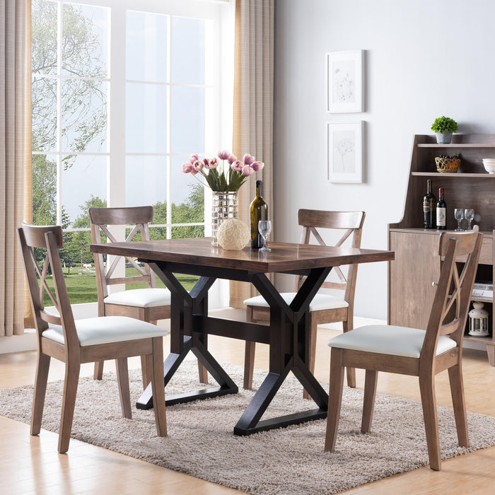 Dining Table With Metal Frame - Distressed Wood & Black