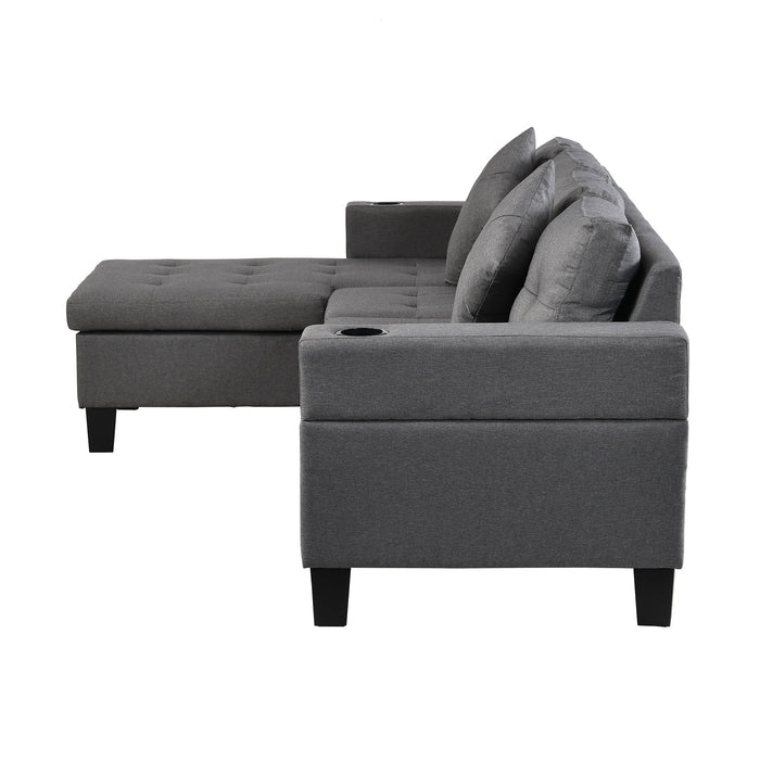 Sectional Sofa Set For Living Room With L Shape Chaise Lounge, Cup Holder And Left Or Right Hand Chaise Modern 4 Seat