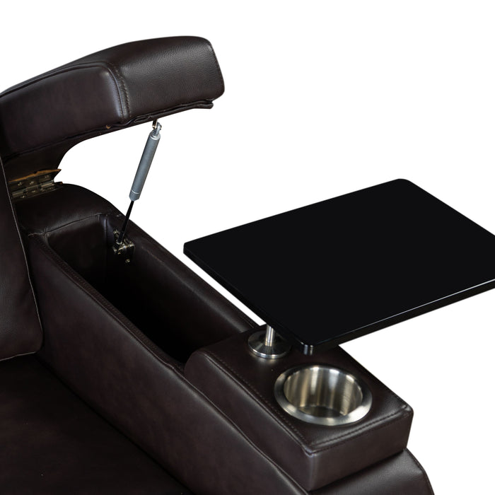 Power Recliner Home Theater Recliner With Power Adjustable Headrest, Wireless Charging Device, USB Port, Storage Arms, Cup Holder And Swivel Tray Table For Living Room