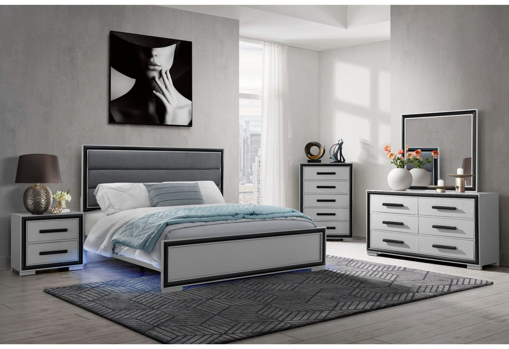 Adelaide - King Bed With LED - Gray / Black