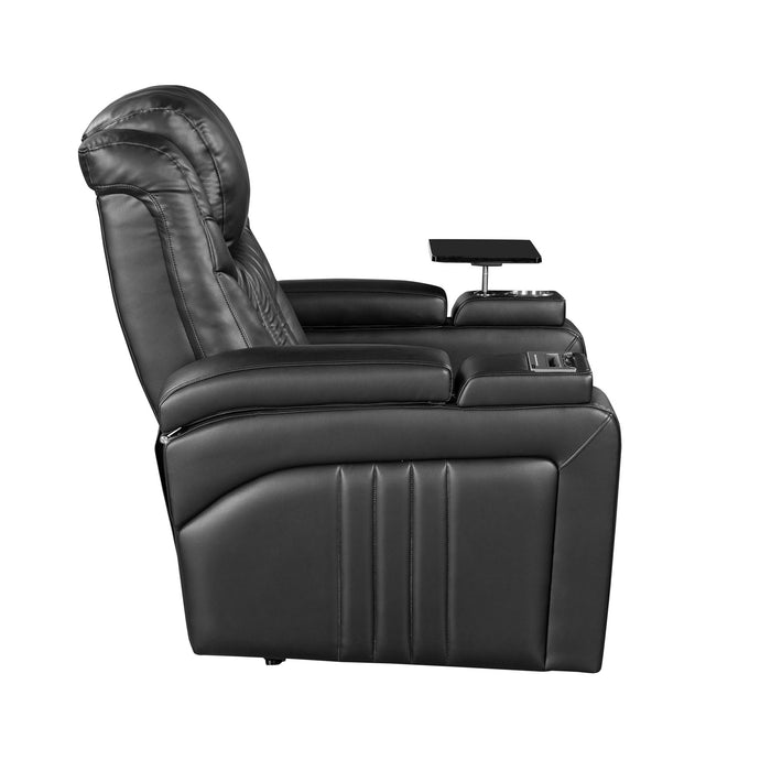 Power Recliner Home Theater Recliner With Power Adjustable Headrest, Wireless Charging Device, USB Port, Storage Arms, Cup Holder And Swivel Tray Table For Living Room