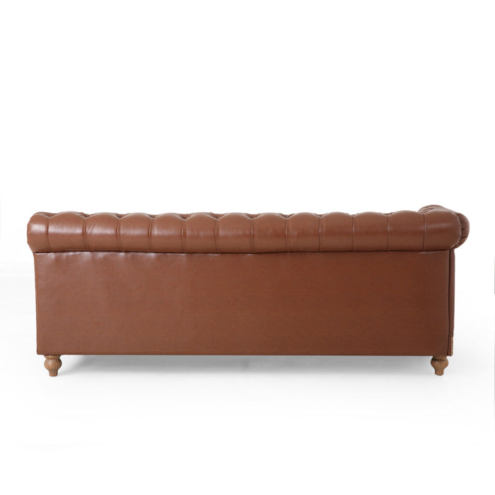 Comfy Large Sectional Sofa With Wooden Legs, Retro Style For Living Room