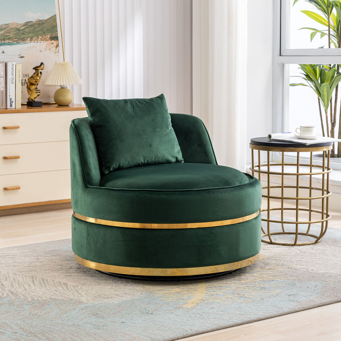 360° Swivel Accent Chair Velvet Modern Upholstered Barrel Chair Over-Sized Soft Chair With Seat Cushion For Living Room