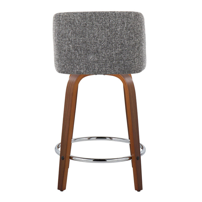 Toriano - Mid Century Modern Fixed Height Counter Stool With Swivel With Round Footrest (Set of 2)