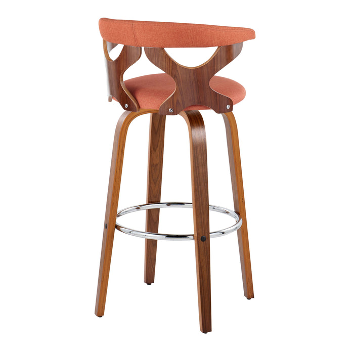 Gardenia - Mid Century Modern Fixed Height Barstool With Swivel With Round Footrest (Set of 2)