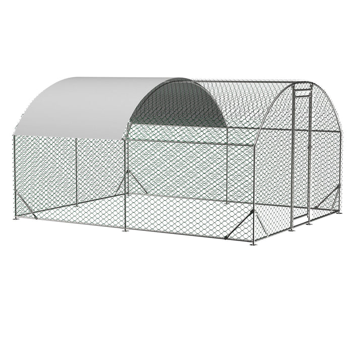 Large Chicken Coop Metal Chicken Run With Waterproof And Anti-Uv Cover, Dome Shaped Walk-In Fence Cage Hen House For Outdoor And Yard Farm Use, 1" Tube Diameter