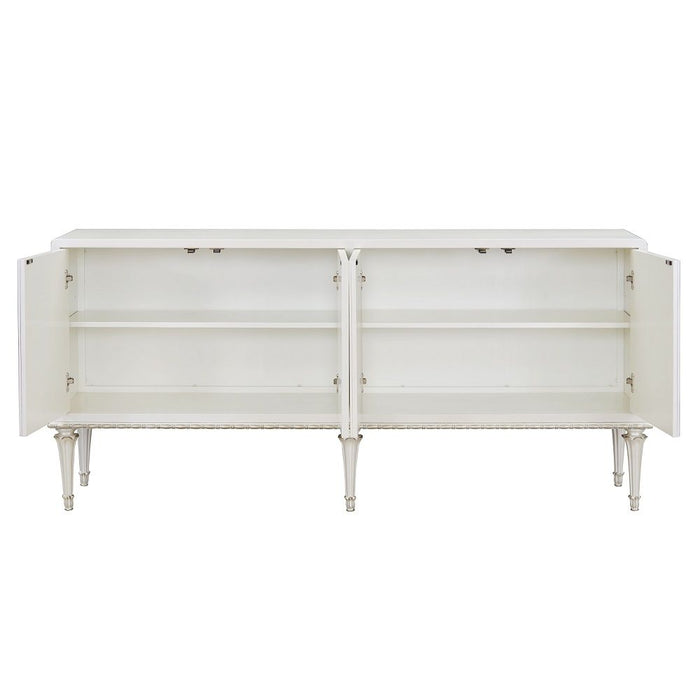 Ansaldo - Console Cabinet - Pearl White & Silver Shimmer