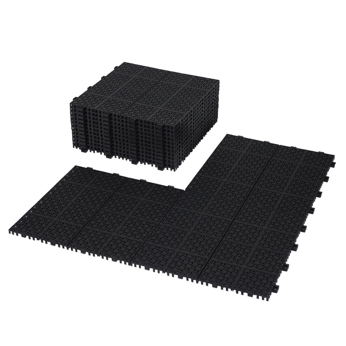 Interlocking Deck Tiles Plastic Waterproof Outdoor All Weather Anti-Slip Bathroom Shower Balcony Porch Strong Weight Capacity Upto 6613 Lbs, Rosette Pattern