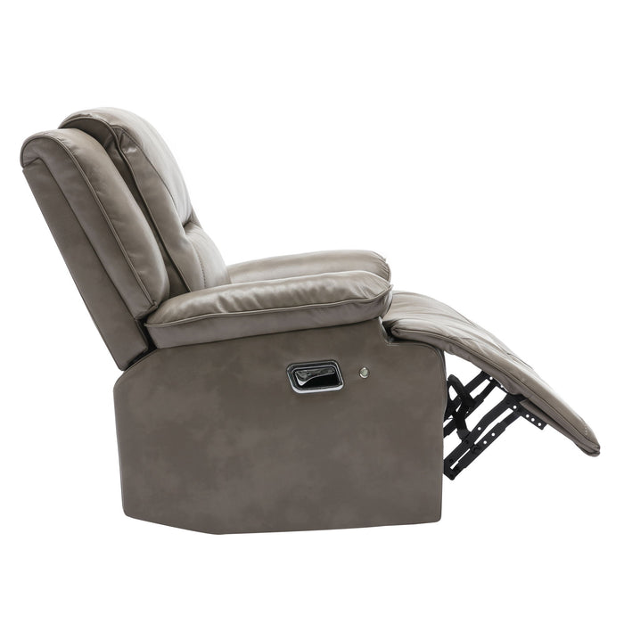 360° Swivel And Rocking Home Theater Recliner Manual Recliner Chair With A Led Light Strip For Living Room