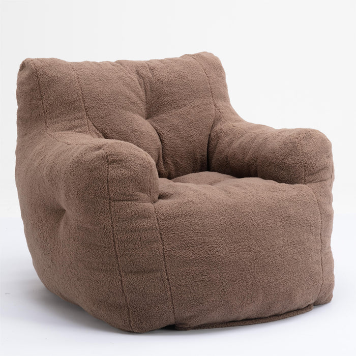 Soft Teddy Fabric Tufted Foam Bean Bag Chair With Teddy Fabric