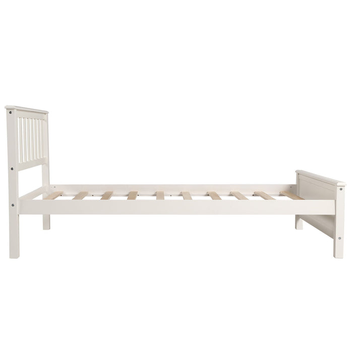 Platform Bed With Headboard, Footboard And Wood Slat Support