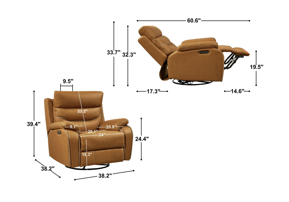 Dual Okin Motor Rocking And 240° Swivel Single Sofa Seat Recliner Chair Infinite Position, Head Rest With Power Function