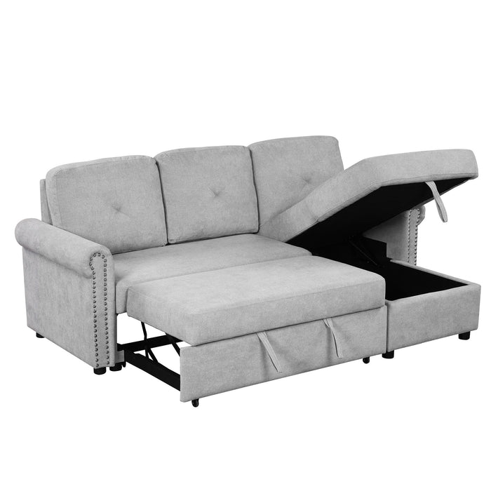 Modern Convertible Sleeper Sofa Bed With Storage Chaise