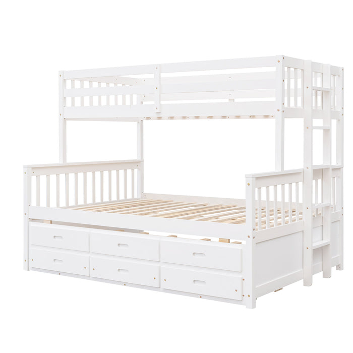 Twin Over Full Bunk Bed With Twin Size Trundle, Separable Bunk Bed With Drawers For Bedroom