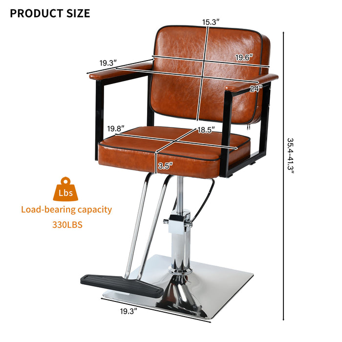 Classic Barber Chair, Styling Salon Chair With Hydraulic Pump Swivel Barber Chair, For Beauty Salon Spa Equipment - Brown